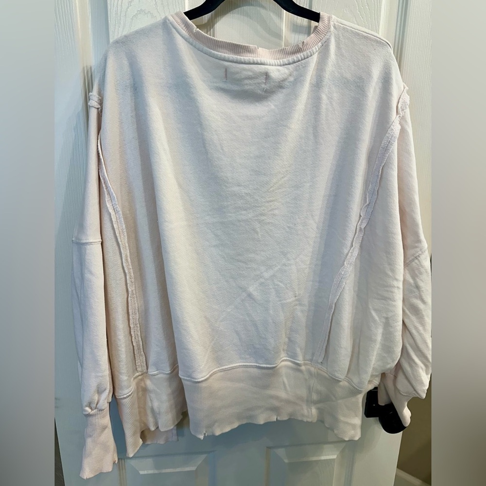 Free People We The Free Women's Pale Pink Camden Crew Neck Sweatshirt Size S - Picture 2 of 3